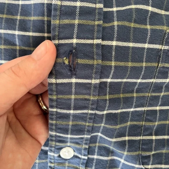 🔷 J.Crew Flex Oxford Button-Down Shirt – Navy Grid Check, Size L, Casual - Picture 7 of 10